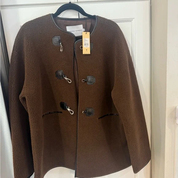Rebecca Minkoff Brown Shearling Jacket with Toggle Closures - Picture 1 of 14